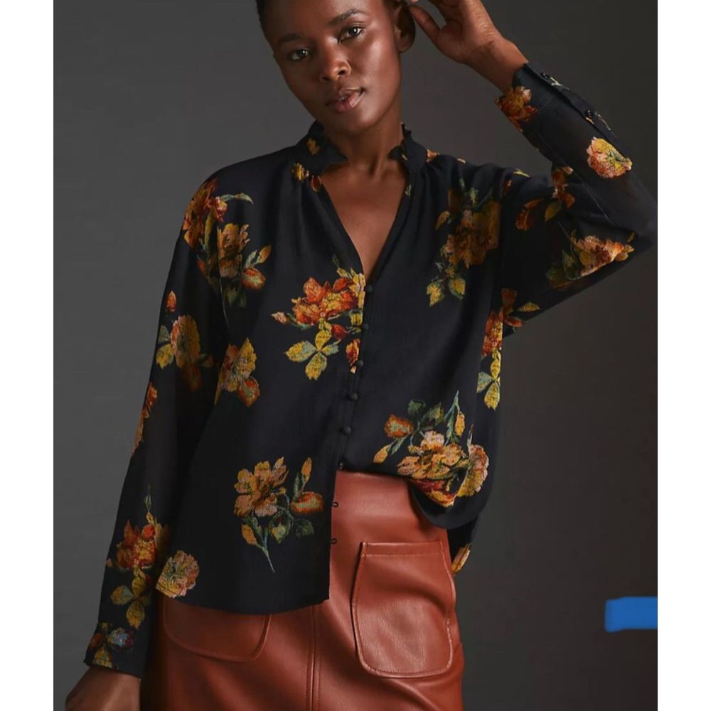 Anthropologie The Tavi Buttondown Blouse by Pilcro Size XS